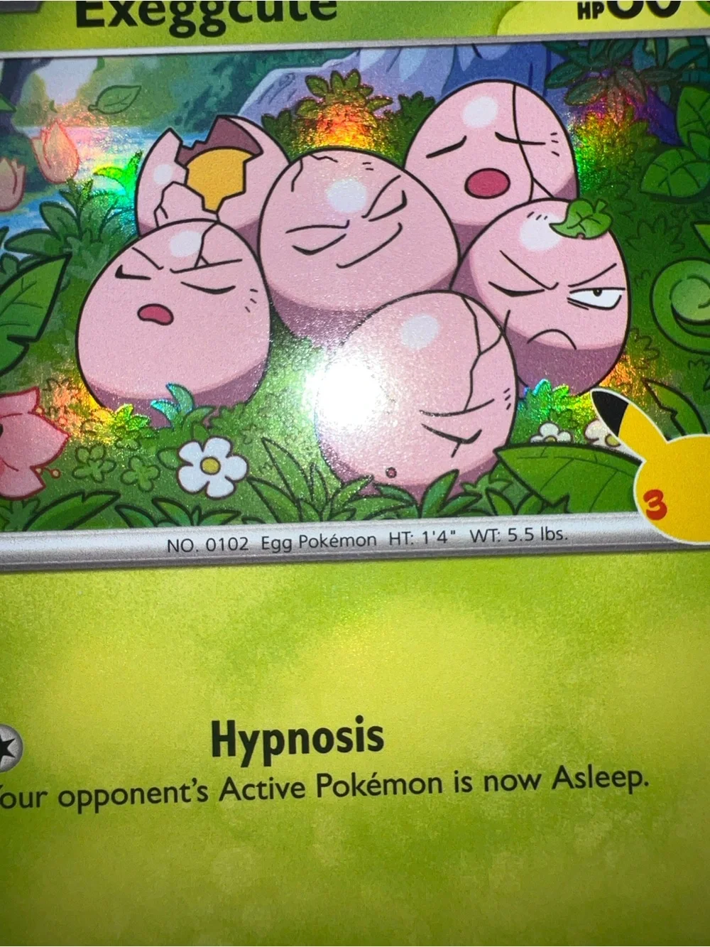 Pokémon Exeggcute Holographic Card - Green Pink